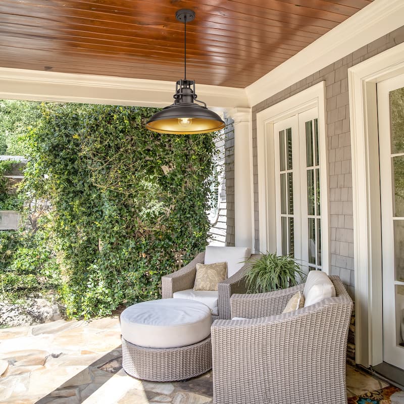 Farmhouse Vintage Barn Pendant Light Oil with Rubbed Bronze Finish