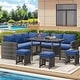 preview thumbnail 27 of 84, AECOJOY 7 Pieces Patio Furniture Set Outdoor Sectional Sofa Rattan Conversation Set Navy Blue