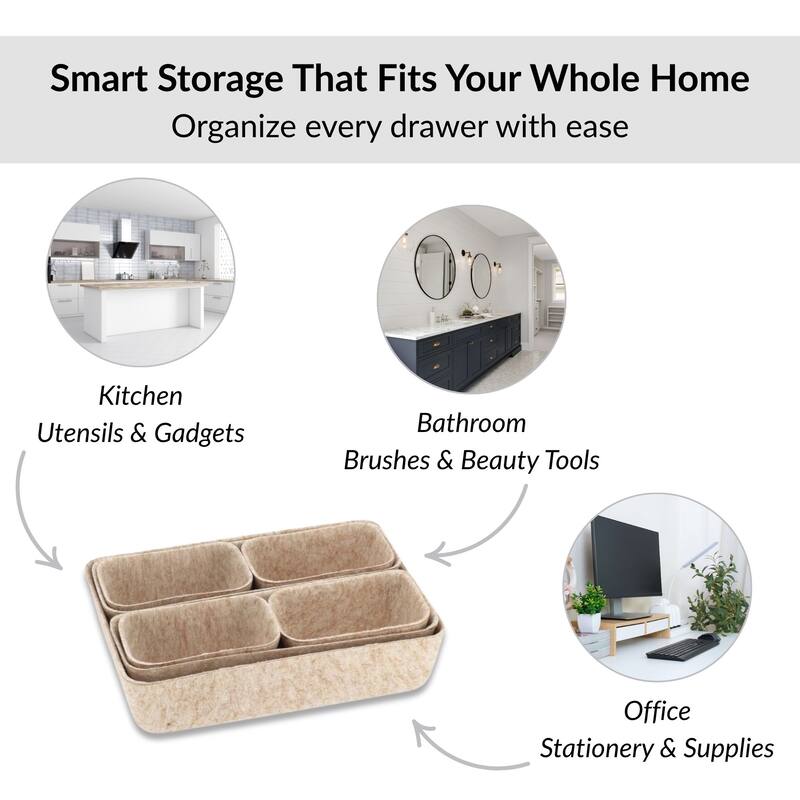 7-Piece Drawer Organizer Set - 10.5 L x 8 W x 2.5 H