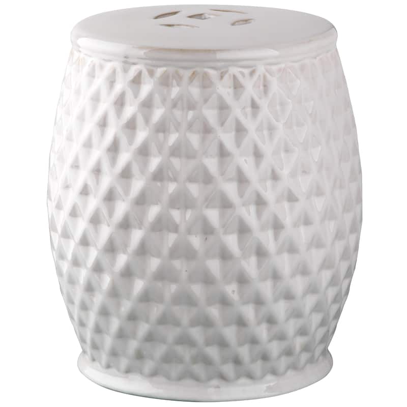 SAFAVIEH Kids Barbie Pink Harlequin Pink Petite Ceramic Decorative Garden Stool - Cream