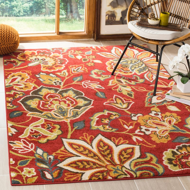 SAFAVIEH Newbury Hazle Modern Floral Rug - 3' x 5' - Red/Ivory