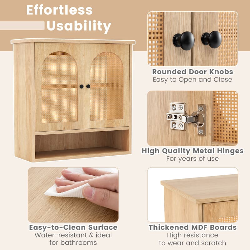 Gymax Bathroom Wall Cabinet Deep Bathroom Cabinet w/ Adjustable