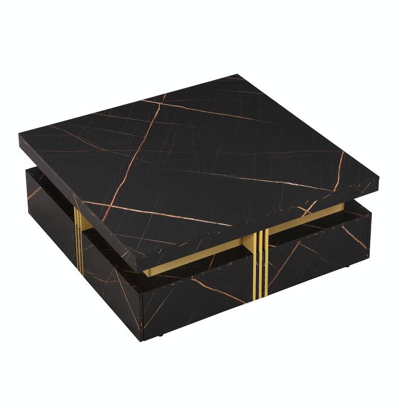 Modern Square Storage Coffee Table With 4 Drawers