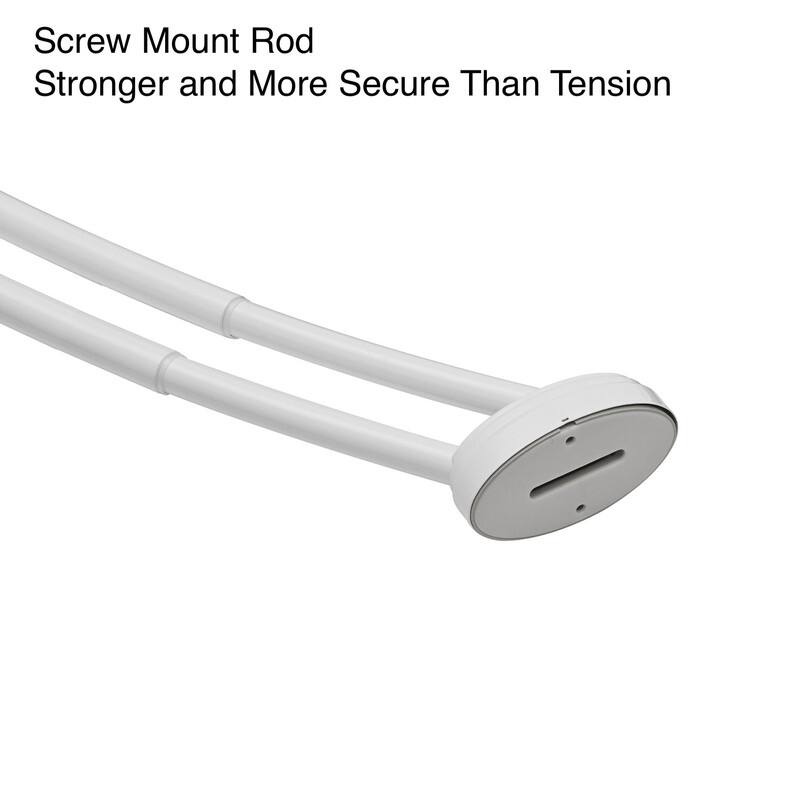 Utopia Alley Rustproof Wall Mounted Aluminum Double Curved Shower Curtain Rod, Screw Mount Rod, Adjustable Rod from 45" to 72"