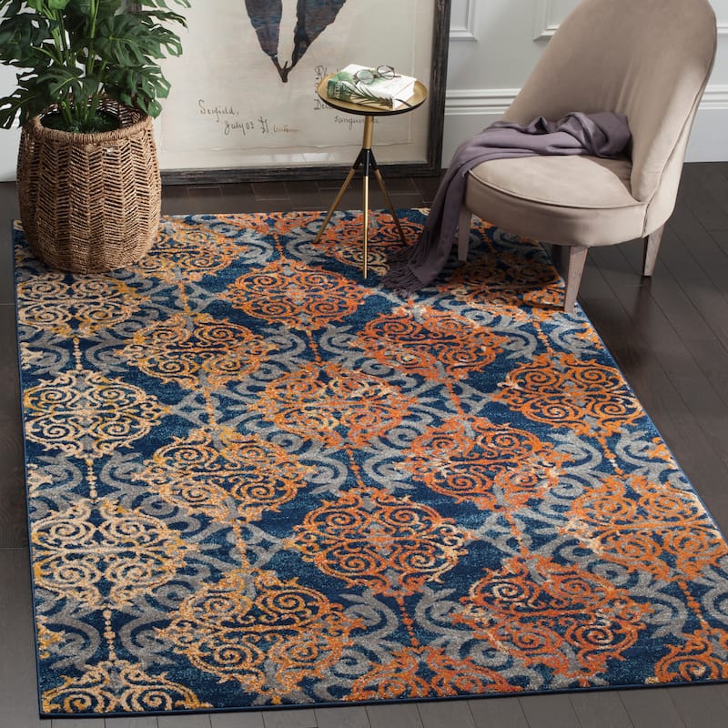 SAFAVIEH Evoke Deschka Vintage Boho Medallion Rug - 4' x 6' - Blue/Orange