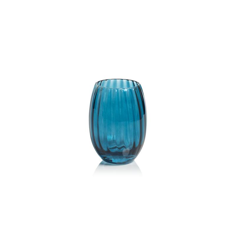 Malden Optic Stemless All-Purpose Glasses, Set of 4 - Blue Azure