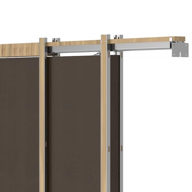 Brown-Silver Wood and Steel Soft-Close Pocket Door Frame Kit Adjustable