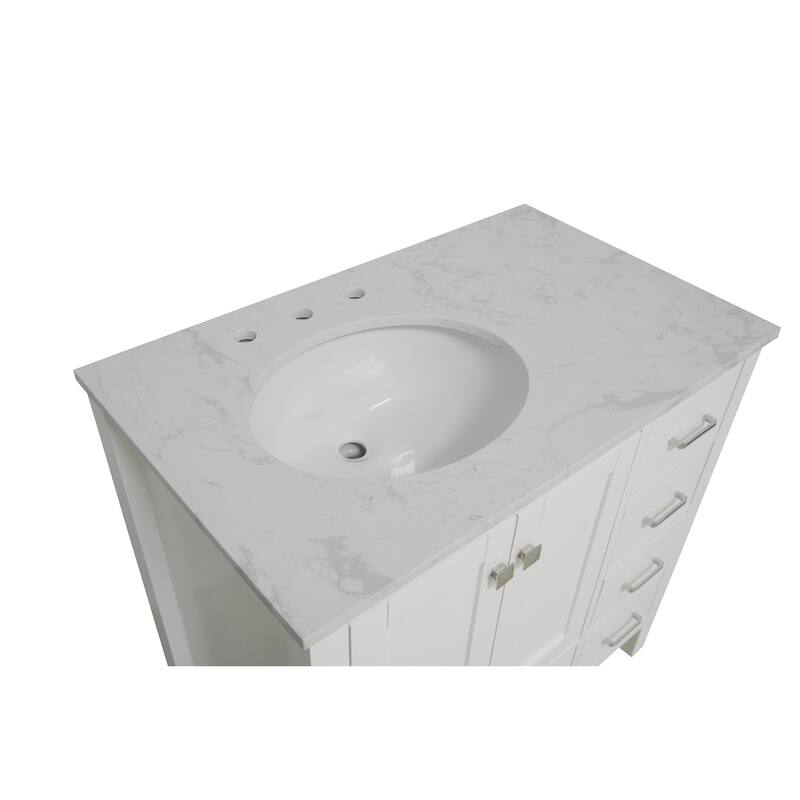 KitchenBathCollection Horizon 36" Bathroom Vanity with Engineered Carrara Top