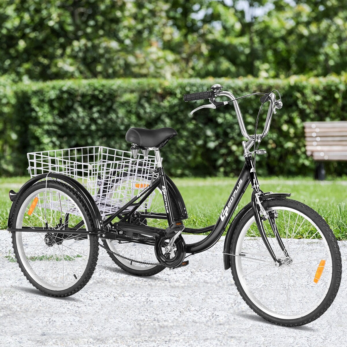 Goplus 24'' Single Speed 3-wheel Bicycle Adult Tricycle Seat