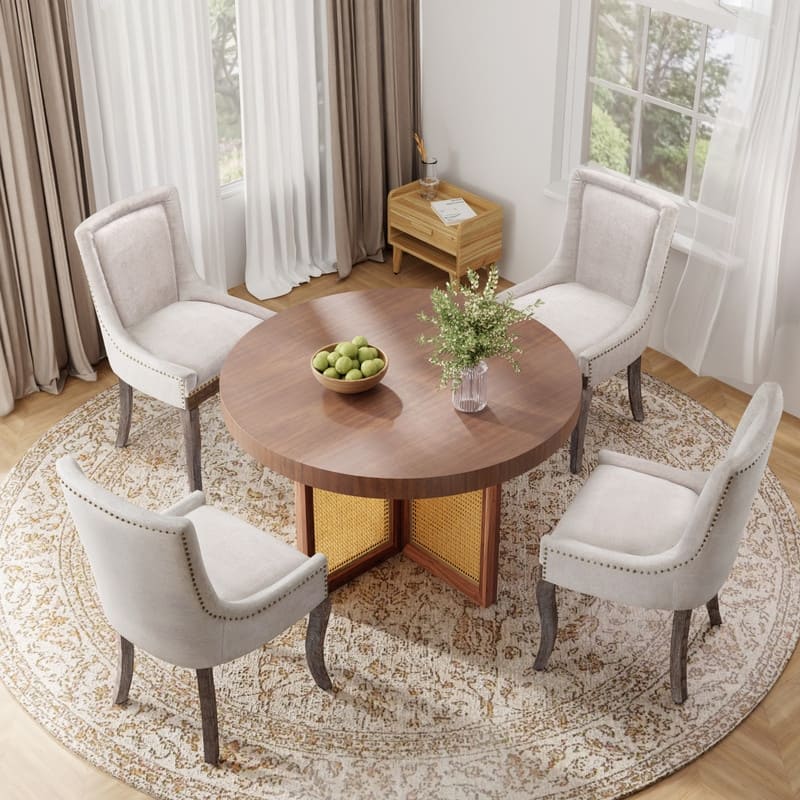 Thickened Side Dining Chair with Solid Wood Legs Set of 4