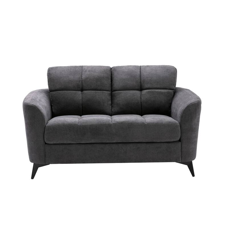 Velvet Upholstered Loveseat with Metal Legs
