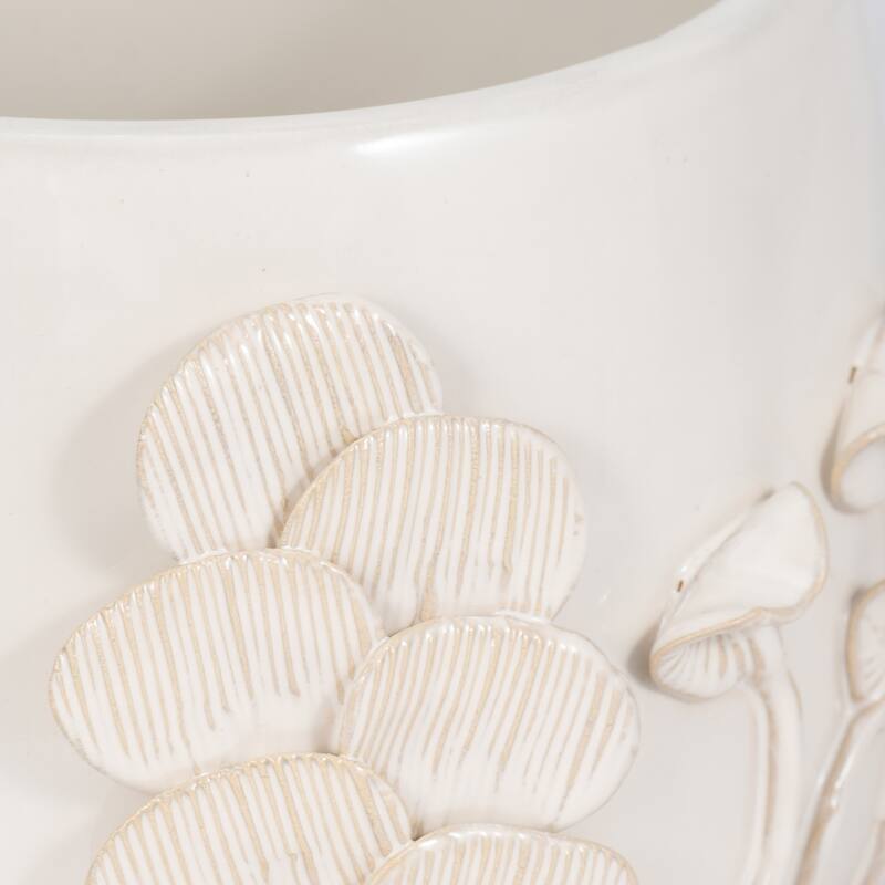 Sagebrook Home Ceramic Elegance, Enchanting Applique Planter for Modern Spaces