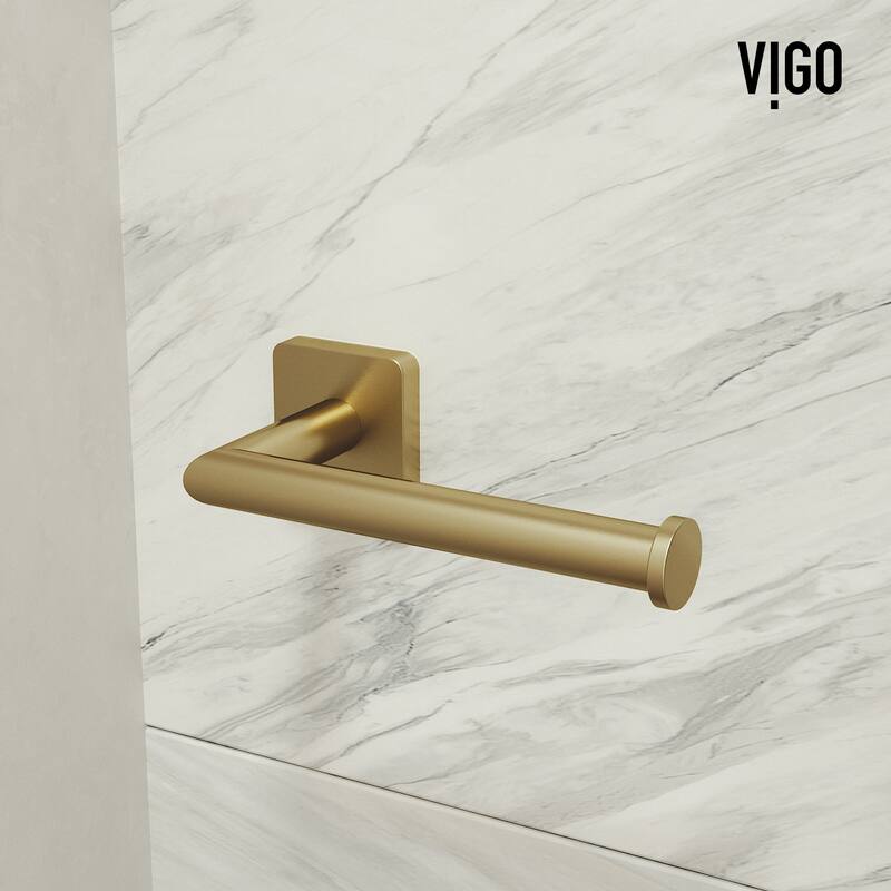 VIGO Satro 4-Piece Bathroom Hardware Accessory Set with 24 in. Towel Bar, Toilet Paper Holder, Hand Towel Holder, Hook