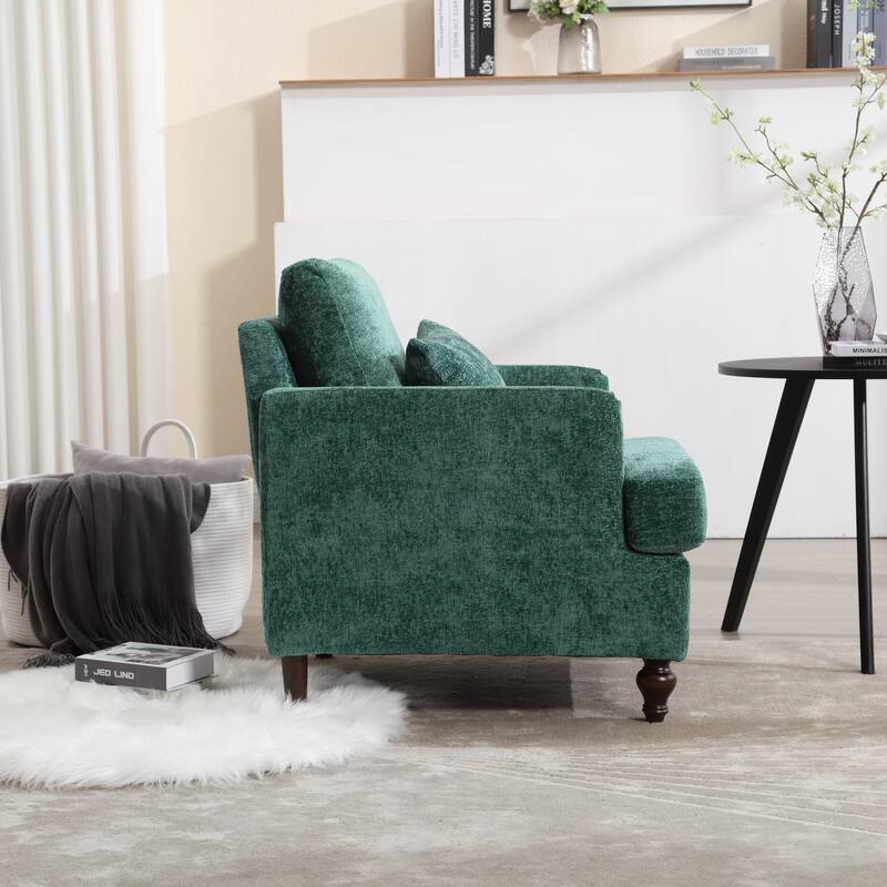 Tufted Club Chair Office Chair, Emerald Vintage Sofa Chair Armchair Leisure Chair Accent Chair with Wooden Frame