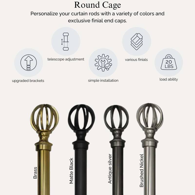 Linen Avenue Cage Double Window Curtain Rod Set