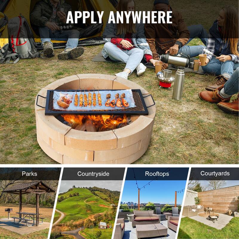 Anmytek X Marks Fire Pit Grill Grate with Handle 32 Inch