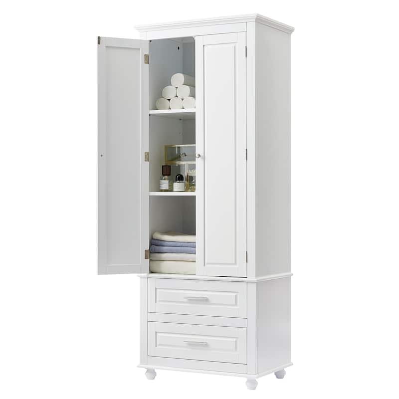 Tall Storage Cabinet with Two Drawers for Bathroom/Office
