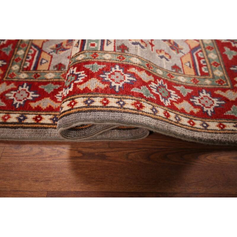 Beige Geometric Kazak Foyer Rug Handmade Wool Carpet - 2'9" x 4'2"