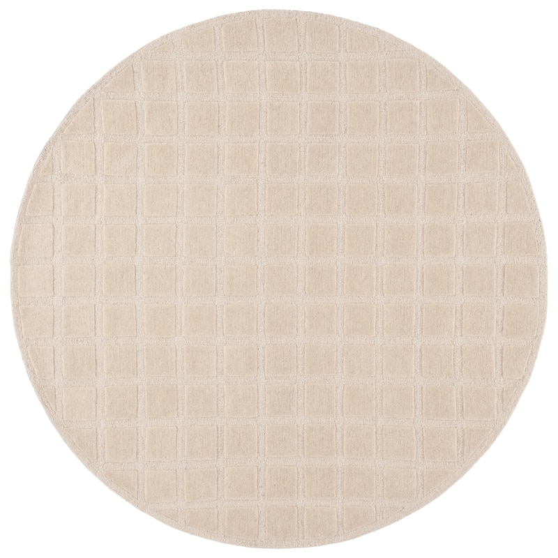 SAFAVIEH Handmade Genre Abstract Trellis Mid-Century Modern Wool Rug - 6' Round - Beige