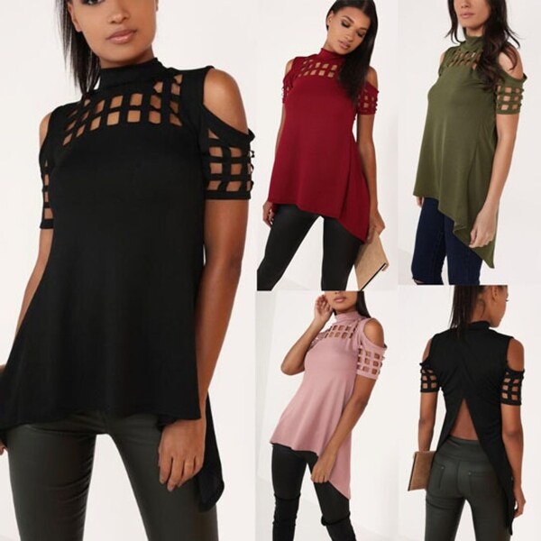 Hollow Out Off Shoulder Back Open Shirt