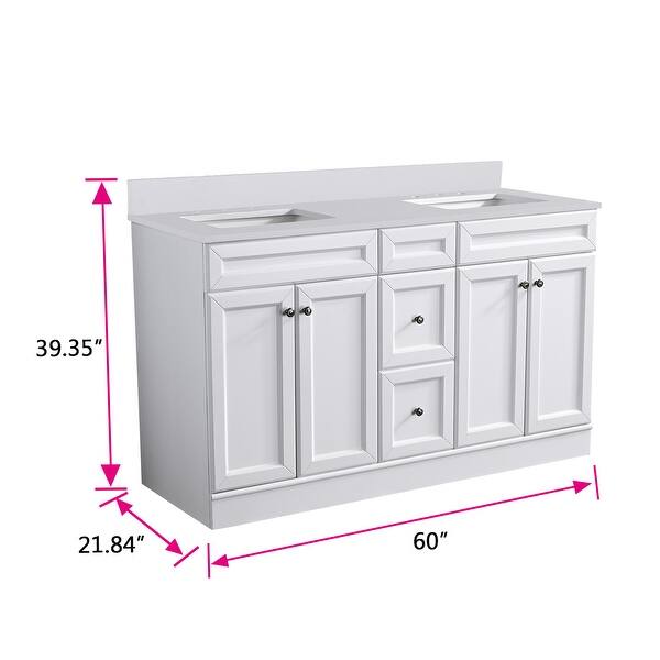 PROOX DIY Bath Quartz Vanity w/ Backsplash Rectangle Porcelain Sink