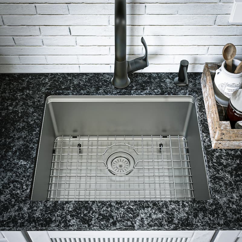 Karran Elite WS-32-PK1 Undermount 23" Single Bowl Stainless Steel Workstation Kitchen Sink