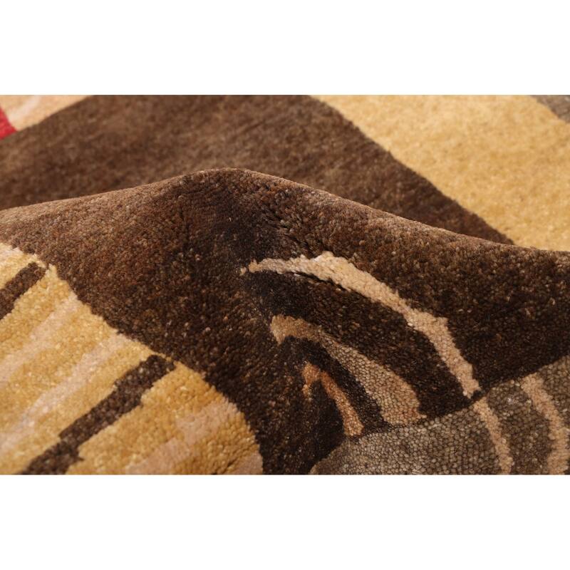 ECARPETGALLERY Hand-knotted Opulence Dark Brown Wool Rug - 2'7 x 9'11