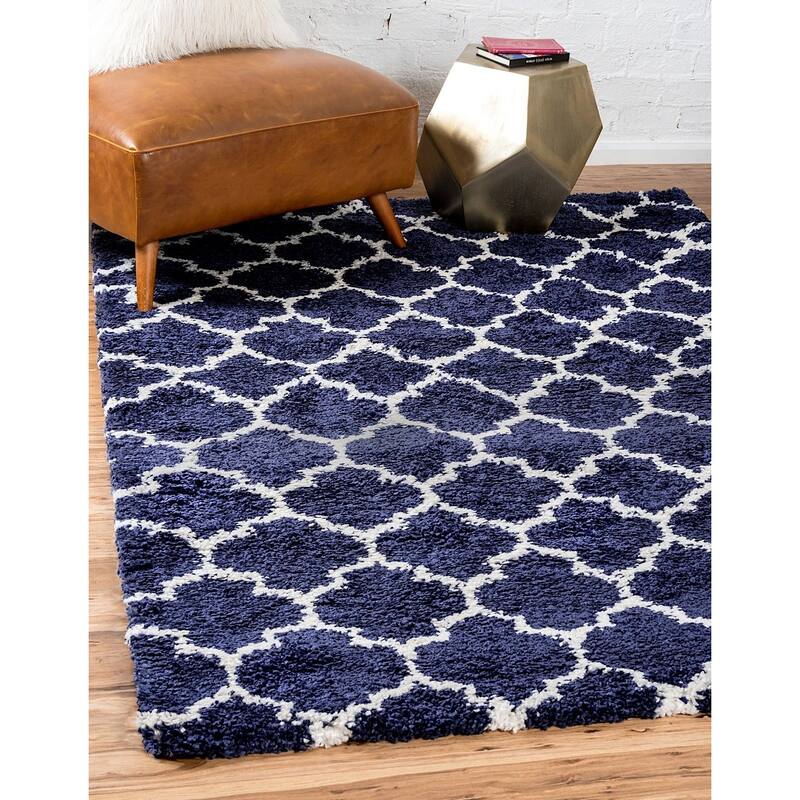 Shag Shoploni Collection Area Rug - 4'x6' - Navy Blue