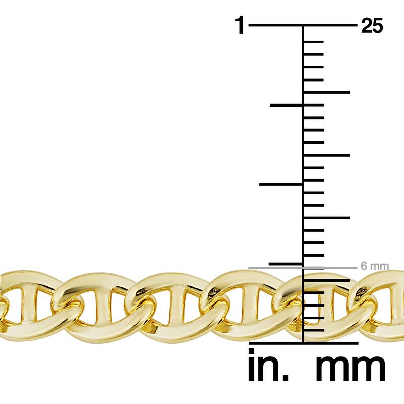 14k Yellow Gold Filled 6 mm Mariner Link Chain Necklace For Men and Women