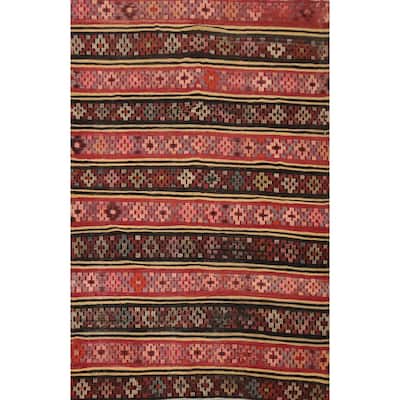 Hand Woven Oriental 100% Wool Carpet Southwestern Tribal Multi-Colored Kilim Area Rug - 9' 0'' X 6' 1''