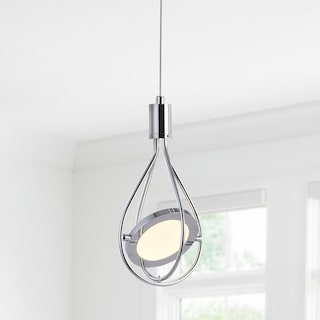 Scribble 5.5" Adjustable Modern Integrated 1-Light Cluster LED Metal Pendant, Chrome by JONATHAN  Y
