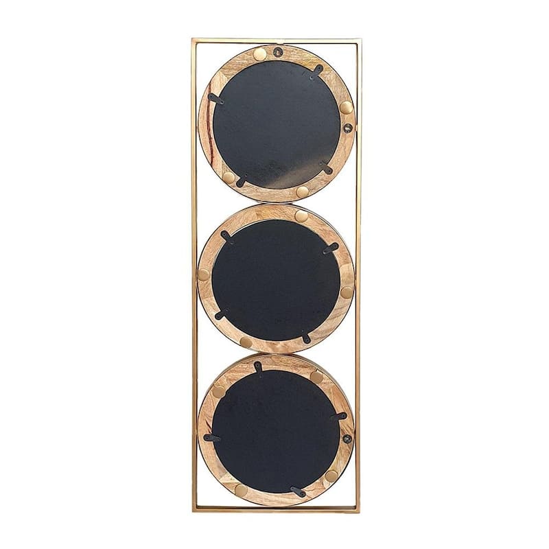HomeRoots 14" Brown and Gold Aluminum and Wood Geometric Framed Accent Mirror - 40' X '14' X '0.7