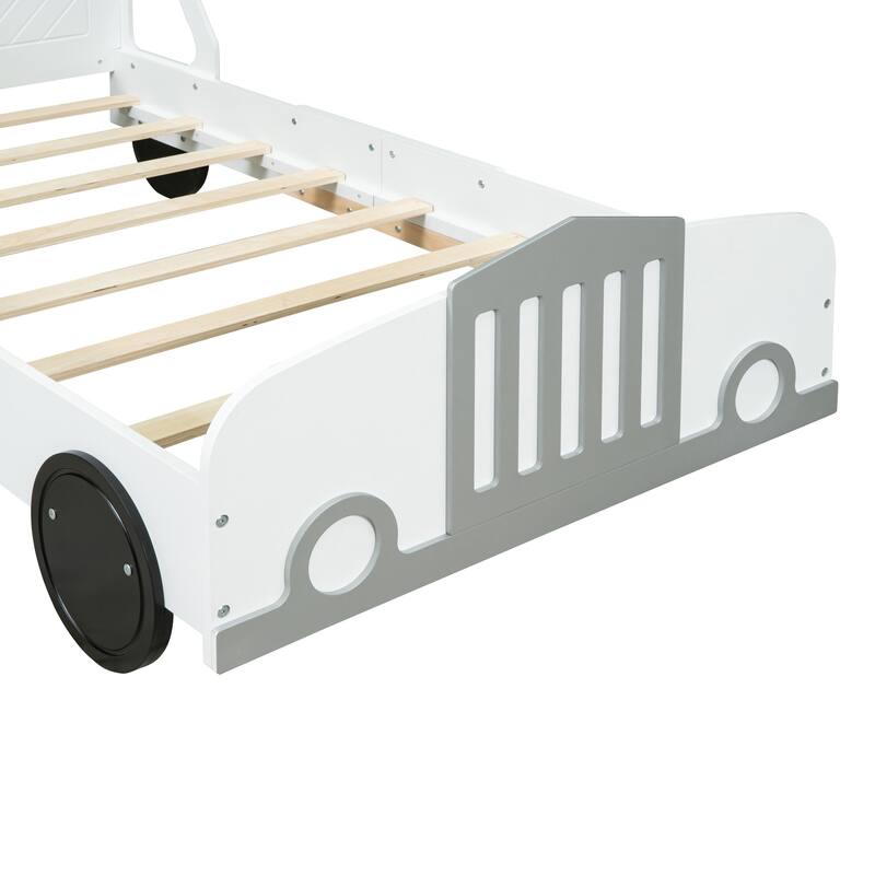 Full-Size Car Bed with Safety Rails and Sturdy Slat Support