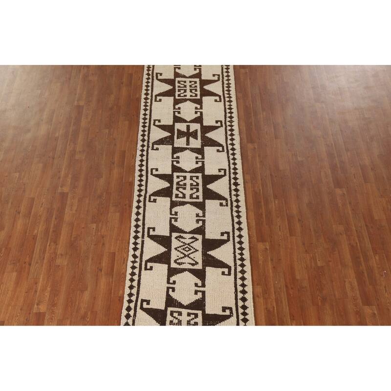 Turkish Anatolian Runner Rug Hand-knotted Natural Dye Wool Carpet - 2'10"x 15'1"