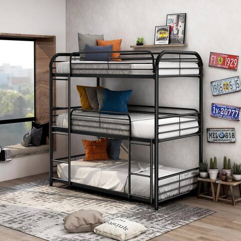 Furniture of America Zord Traditional Twin Metal Triple Bunk Bed