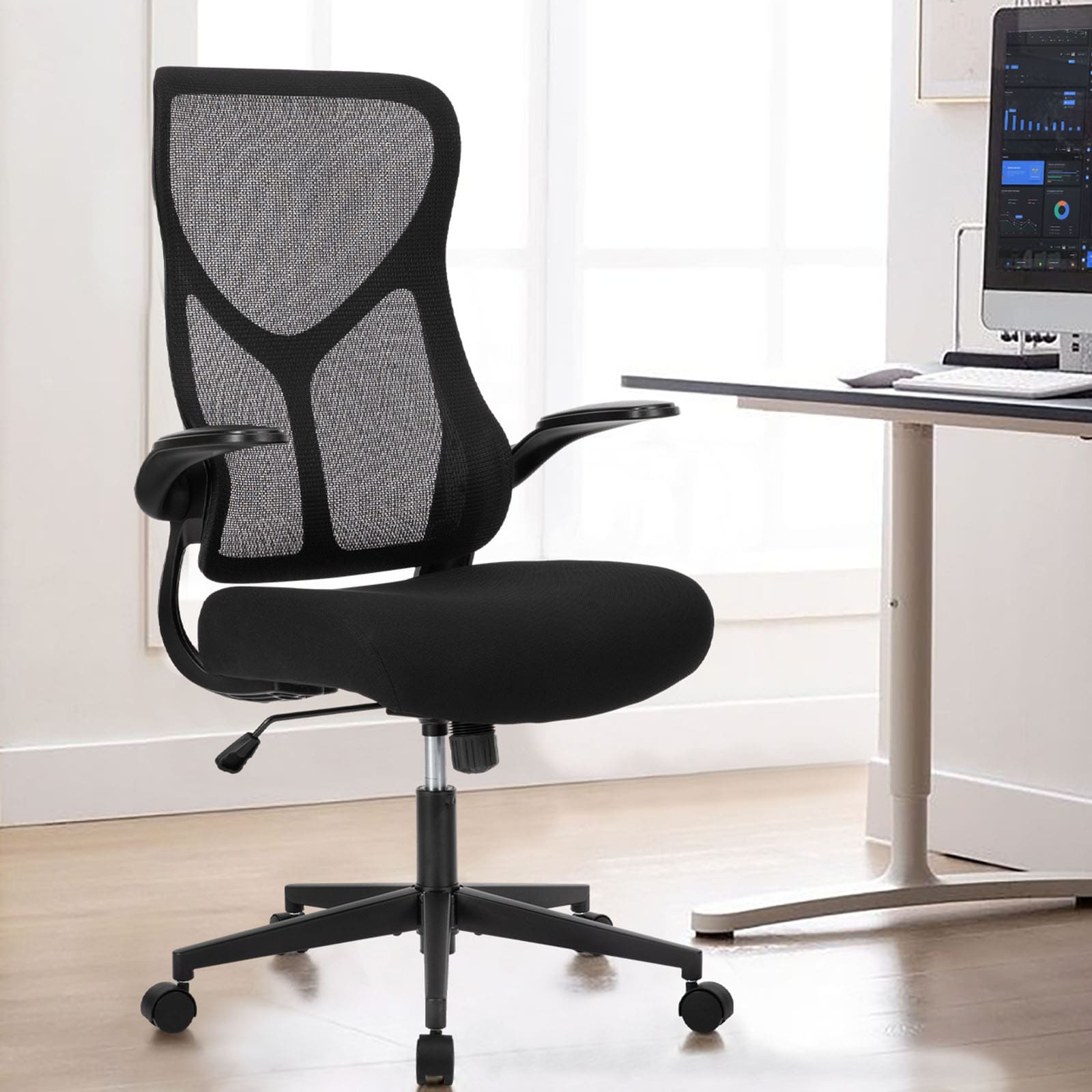Sweetcrispy Ergonomic Executive High Back Office Chair with Advanced Features for Ultimate Comfort and Productivity. Black