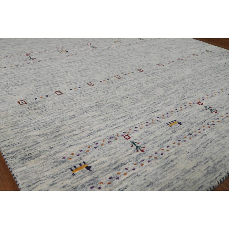 Hand Knotted Oriental 100% Wool Carpet Tribal Animal Pictorial Beige & Ivories Gabbeh Area Rug - 7' 10'' X 5' 5''