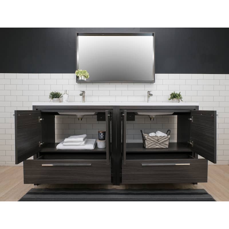 Dolce 72 Freestanding Bath Vanity with Dual Basin Reinforced Acrylic Top