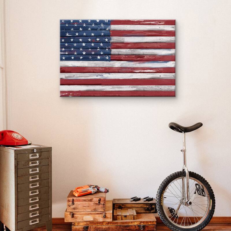 Shiplap Allegiance I by Studio Arts Canvas Art Print