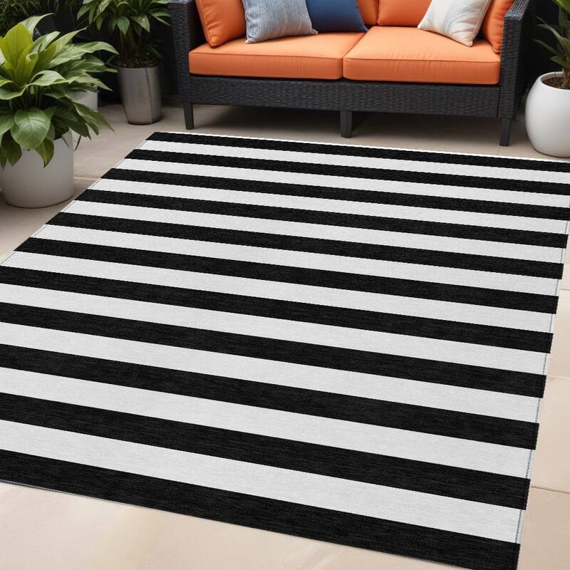Alsira Stripe Weather Resistant Versatile Elegance Outdoor Rug - 5' X 8' - Multi