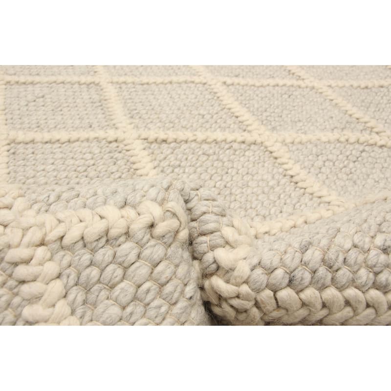 ECARPETGALLERY Braid weave Sienna Grey Wool Rug - 5'1 x 7'11