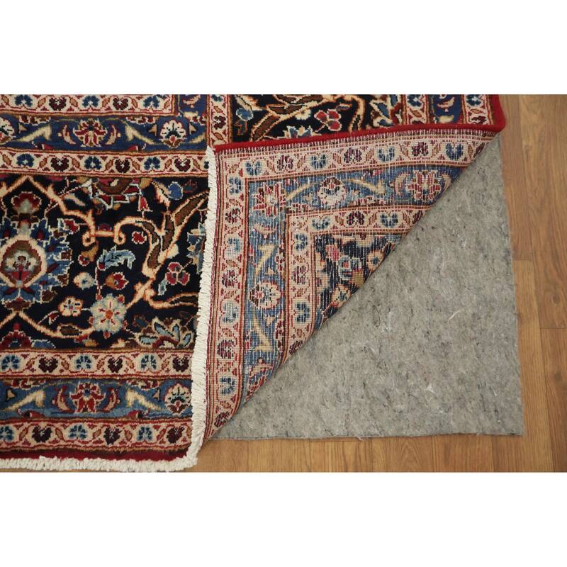 Hand Knotted Oriental 100% Wool Carpet Traditional Floral Red Kashan Area Rug - 12' 2'' X 9' 7''