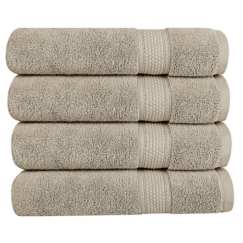 A1HC Bath Towel Set, 500 GSM Duet Technology 100% Ring Spun Cotton, Oeko-Tex Green Certified, Ultra Soft, Quick Dry - Bath Towel (30"x54") Pack of 4 - Plaza Taupe