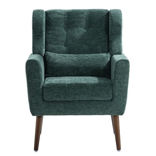Linen Fabric Lounge Wingback Chairs Accent Chair, Blackish Green - Bed Bath & Beyond - 37873871