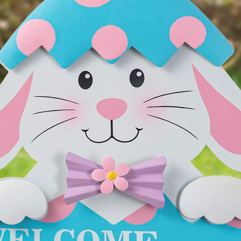 Glitzhome Easter Metal Bunny Chick Egg Yard Stakes Wall Decor Indoor Outdoor - 24"