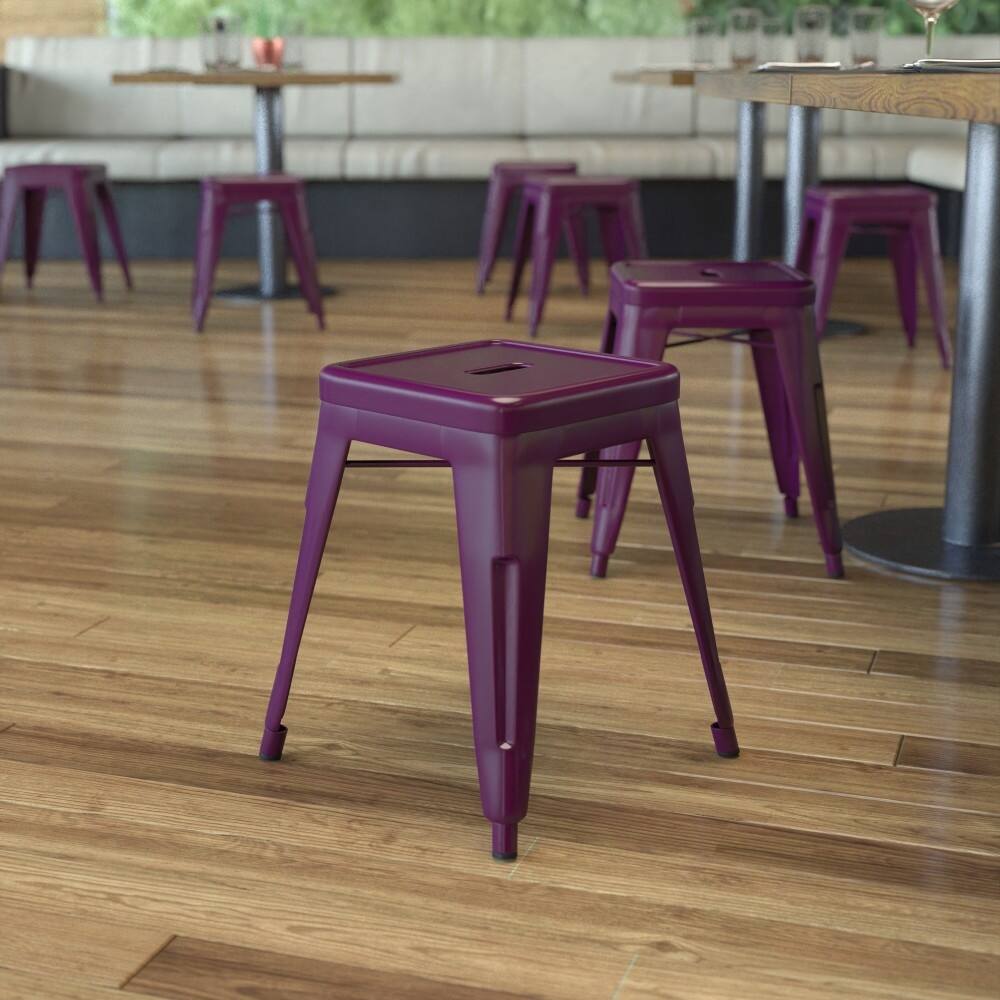18 Inch Table Height Indoor Stackable Metal Dining Stool-Set of 4 - 15.75"D x 15.75"W x 18"H