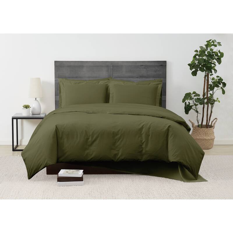 Cannon Classic Cotton Solid Percale Duvet Cover Set