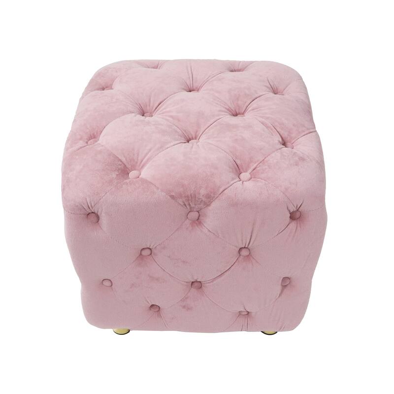 Modern Velvet Upholstered Square Tufted Ottoman by GDFStudio