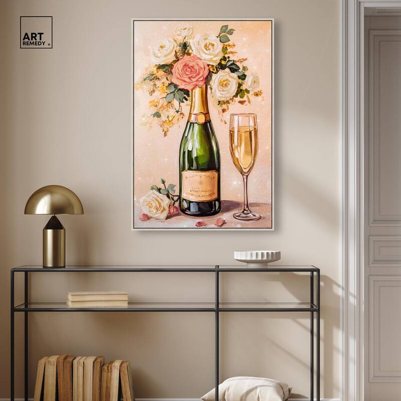 Blooming Champagne Vase Canvas by Art Remedy