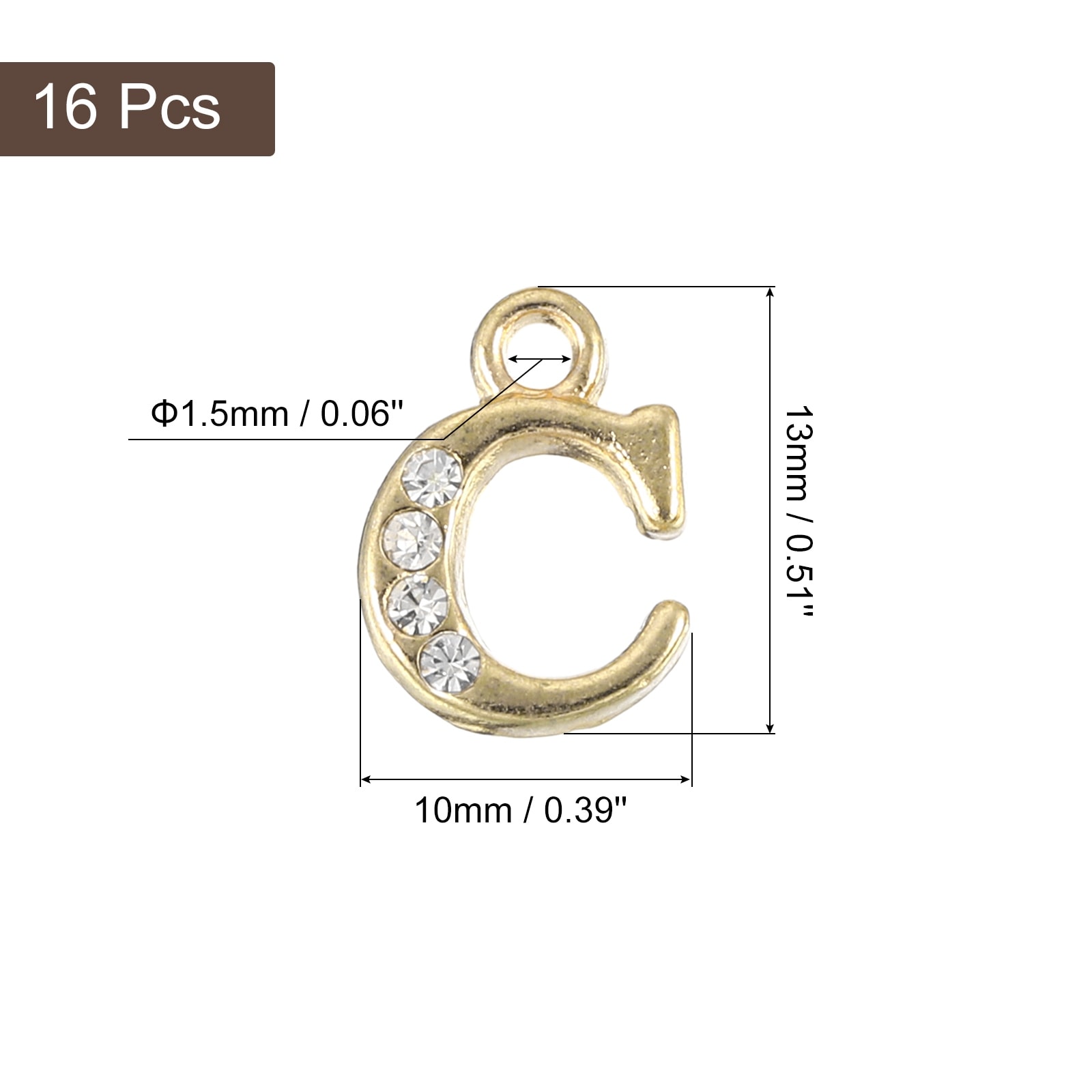 Rhinestone Letter Charm, Letter Alphabet Dangle Charm Pendants for DIY Bracelets Necklace Jewelry Making - Gold